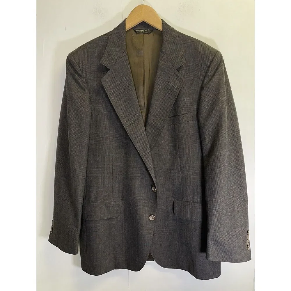 Meeting Street Men's 42R Gray & Black Glen Plaid Blazer Sport Coat Made‎ In USA